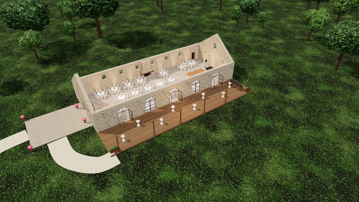 Maquette 3D d’un lieu de réception et de ses extérieurs